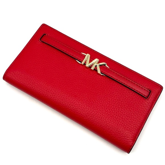 Michael Kors Reed Large Snap Bifold Wallet Bright Red - Picture 6 of 9